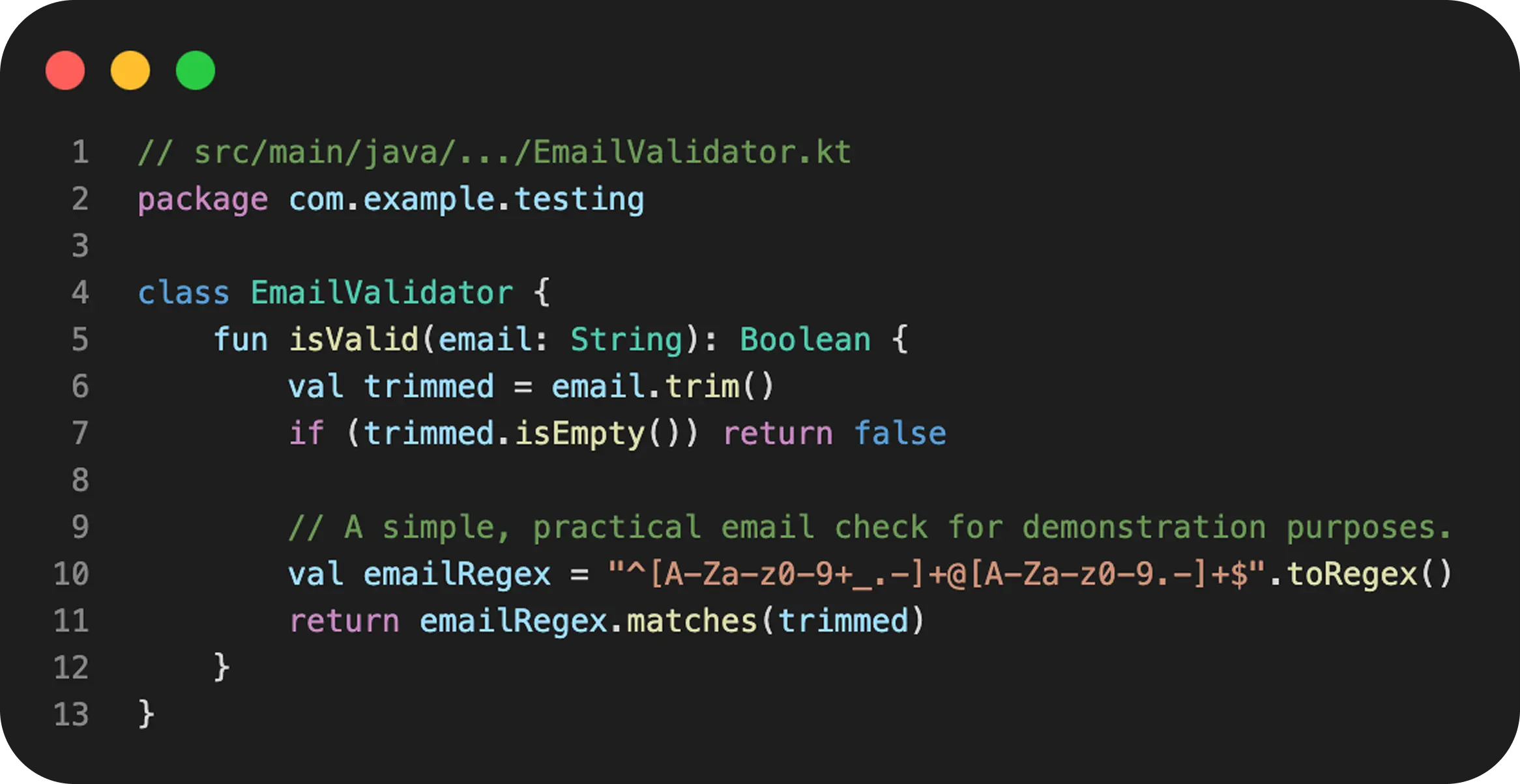 Android unit test example for Kotlin business logic validation