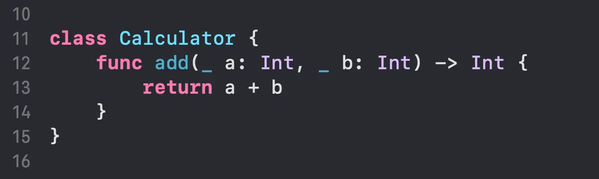 Swift Calculator class example used in iOS unit testing