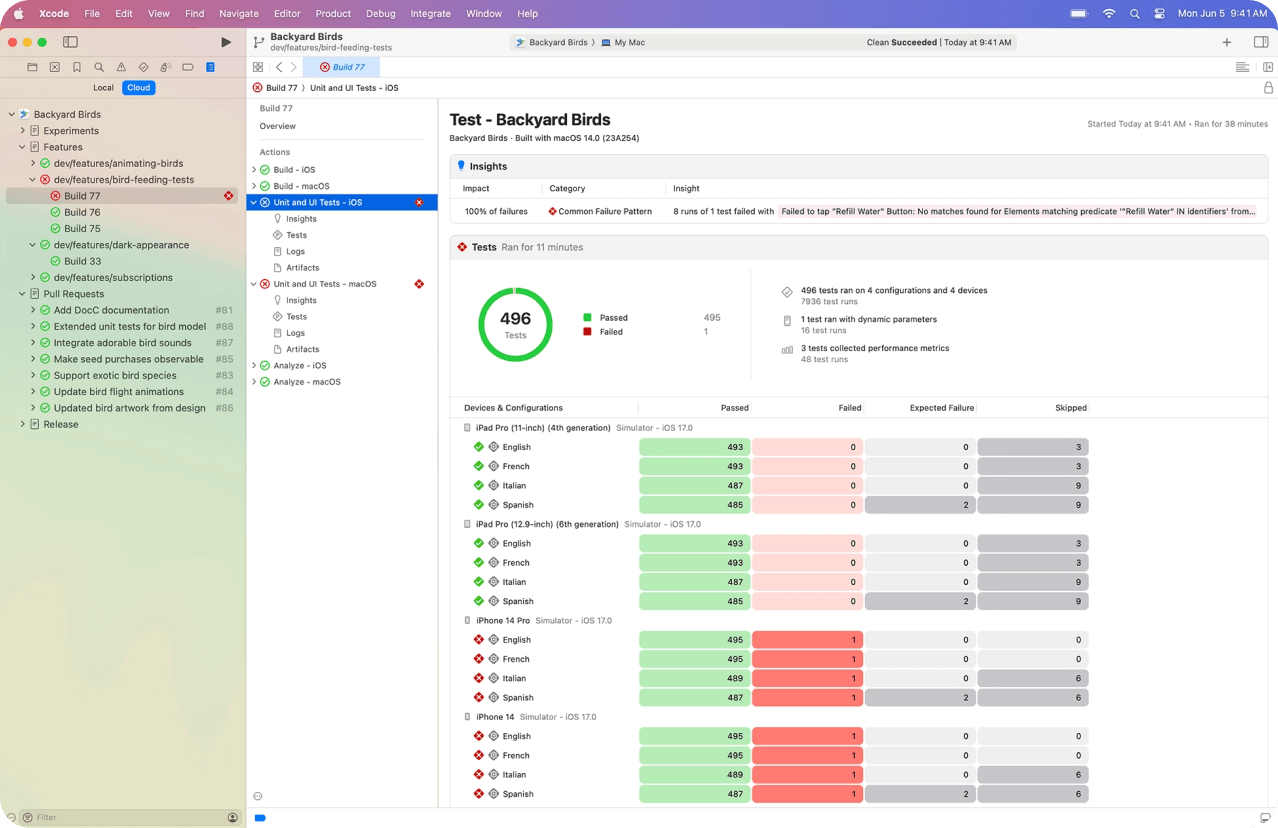 xcode cloud dashboard