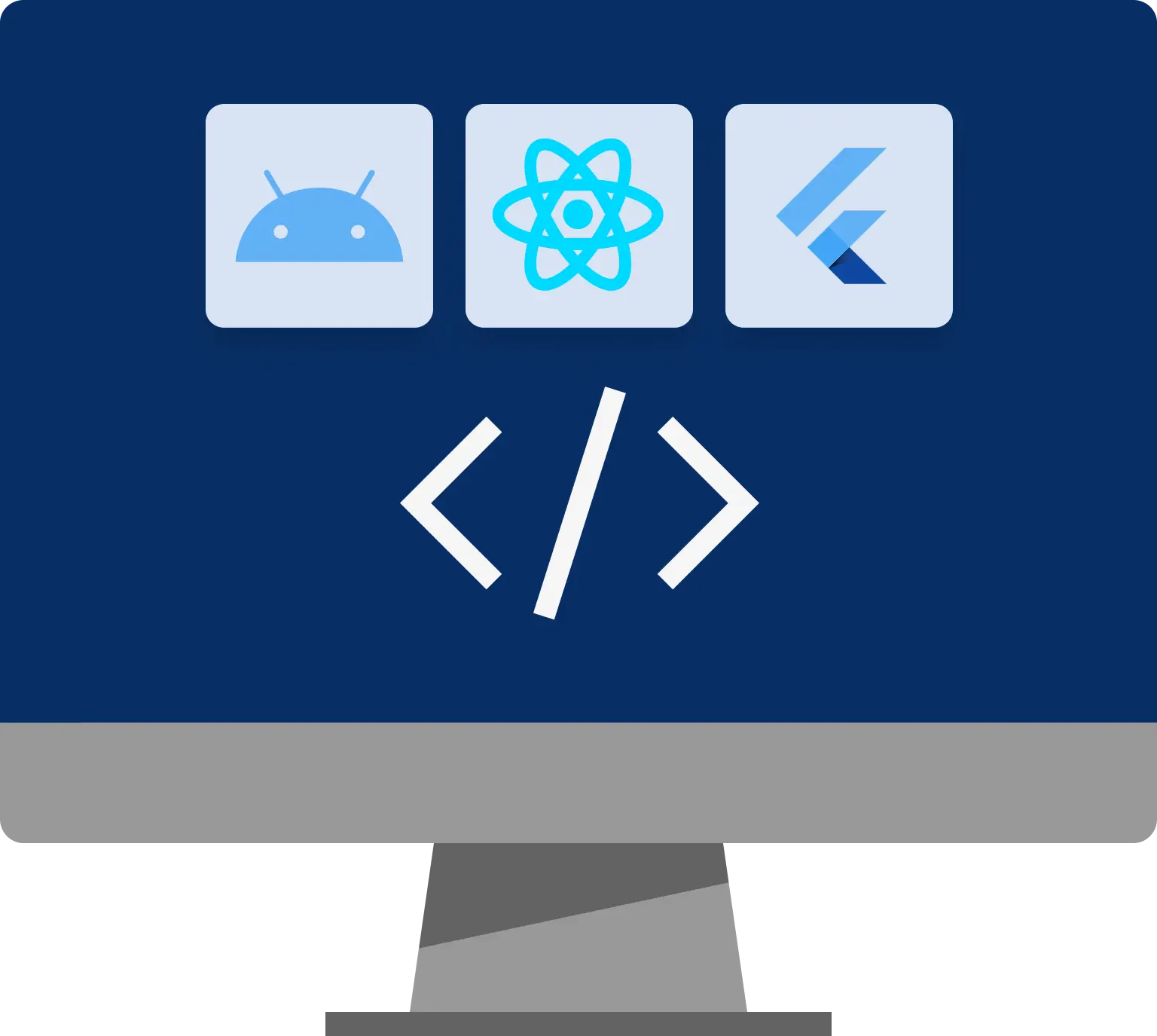 Android, React Native, and Flutter options for building an Android app