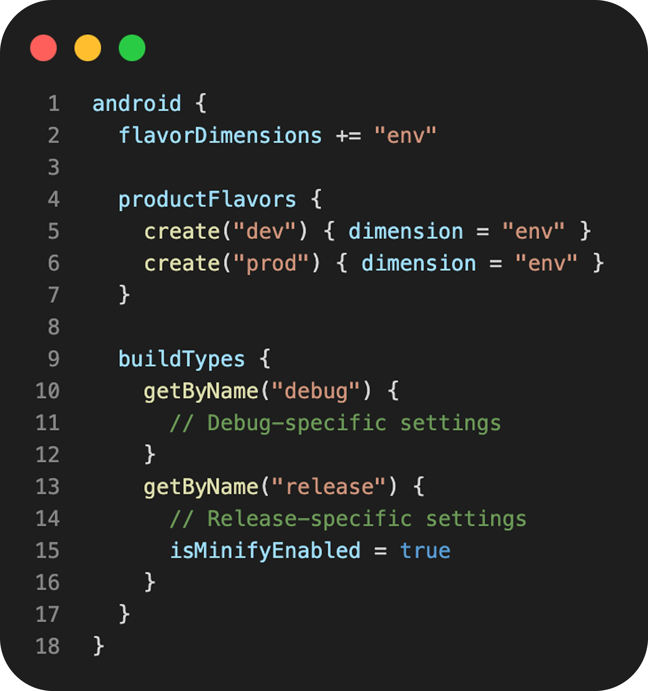 Android build types and flavors example in Kotlin DSL