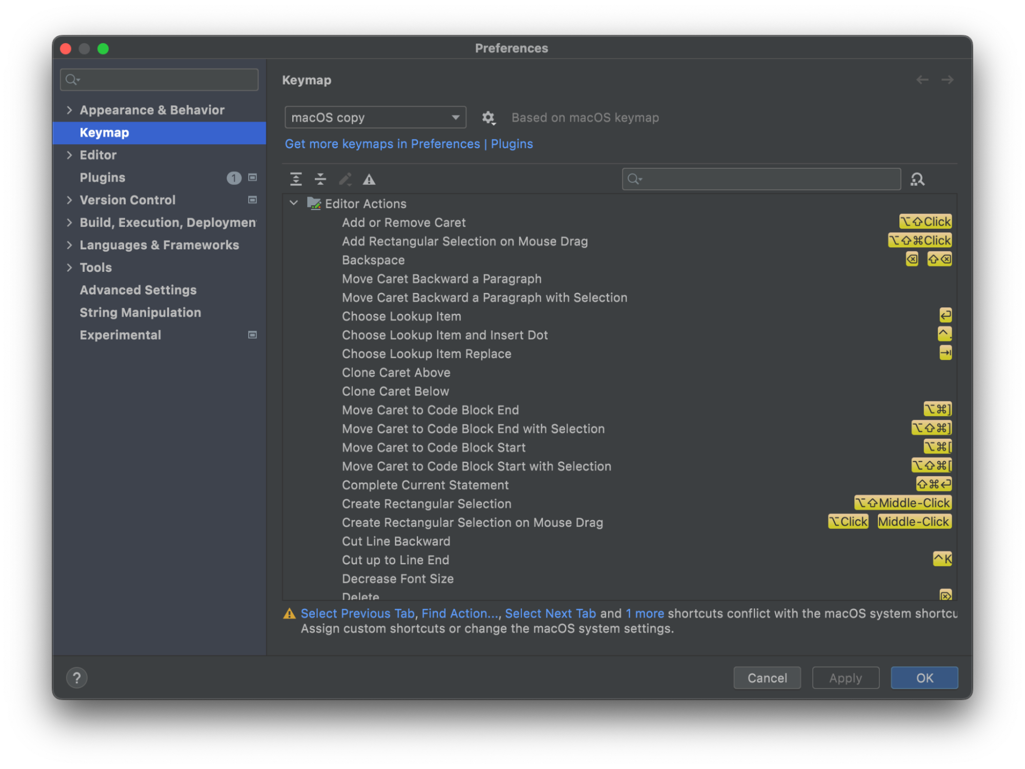 Android studio keymaps