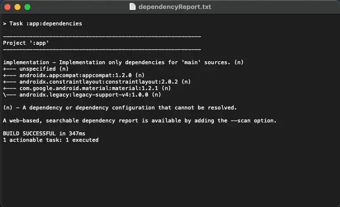 Android Dependency Report