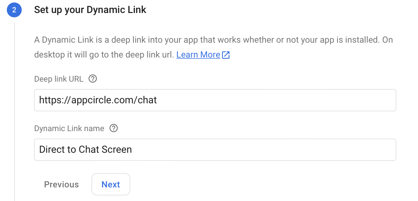 Setup dynamic link