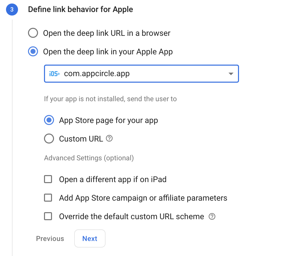 Link behavior for Apple