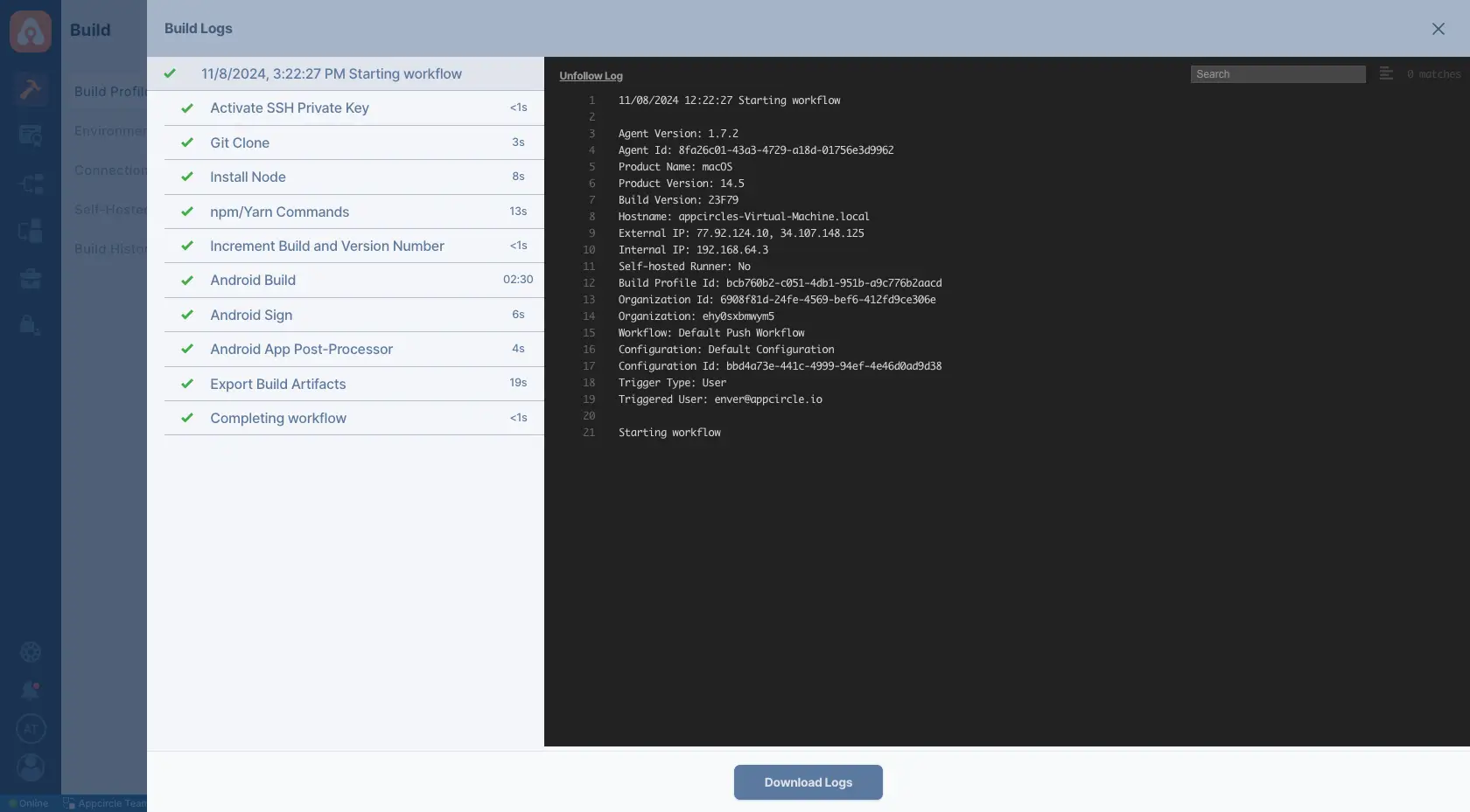 Guide to Automated Mobile CI/CD for React Native with Appcircle - buildLogs