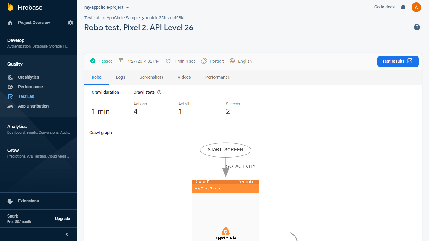 Firebase console