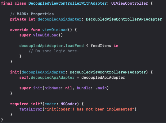 A ViewContoller that uses Adapter implementation.