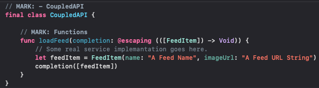 A API class that initialized by a ViewController directly.