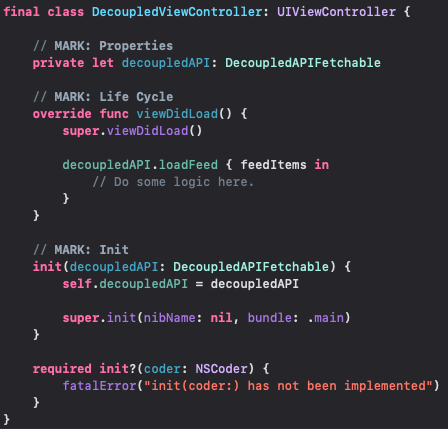 A ViewController that implements abstracted API class
