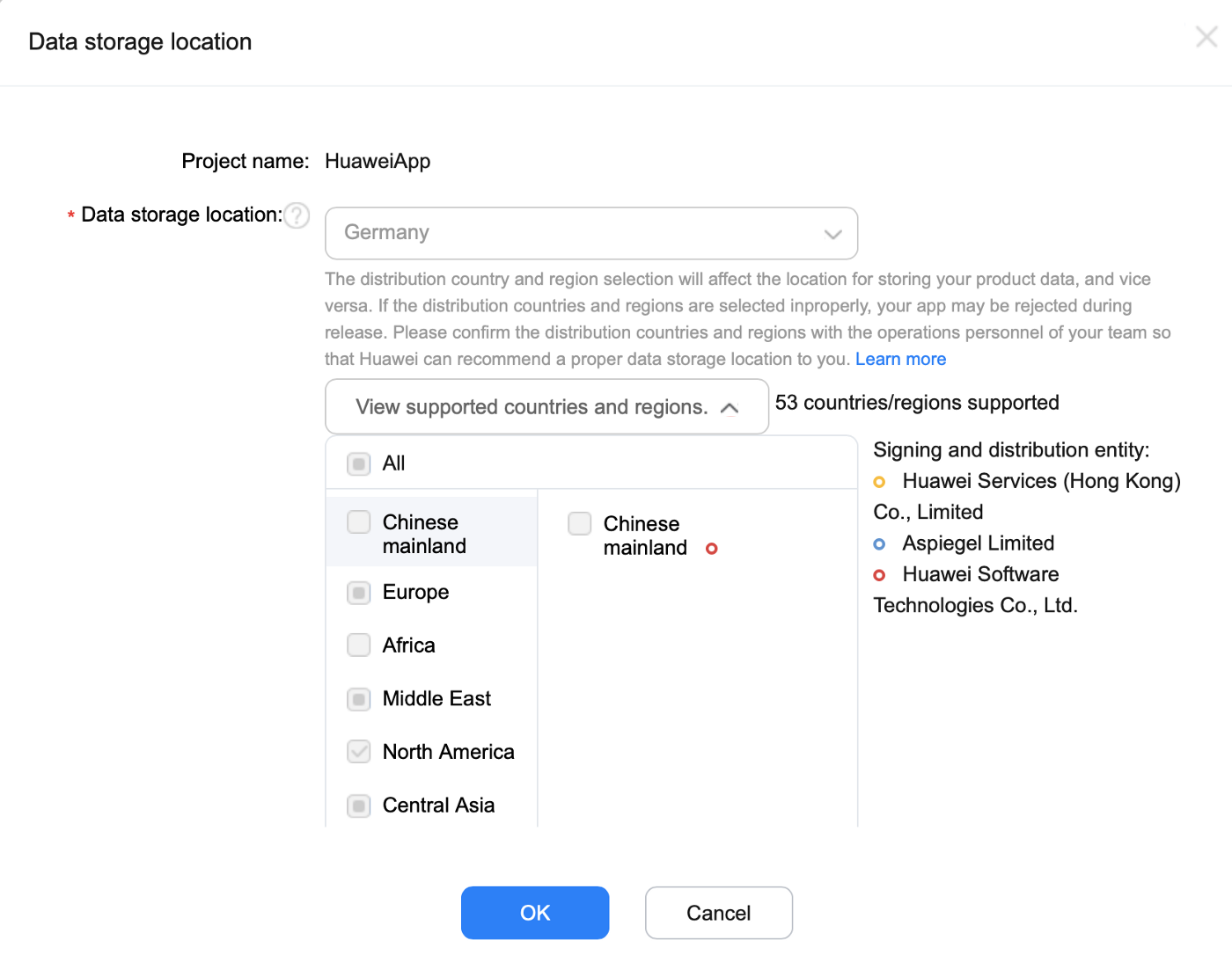 Push Kit Location Selection Screen