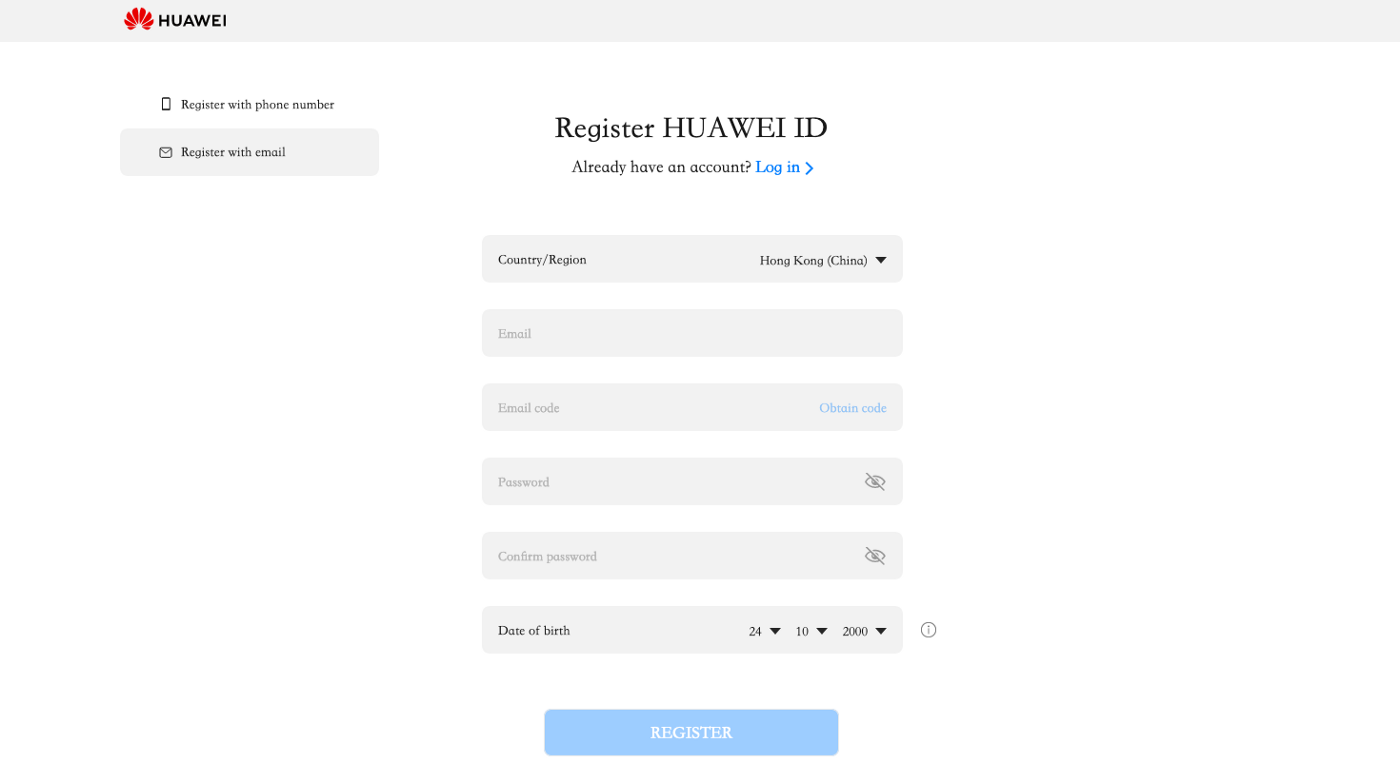 Huawei Developer Register
