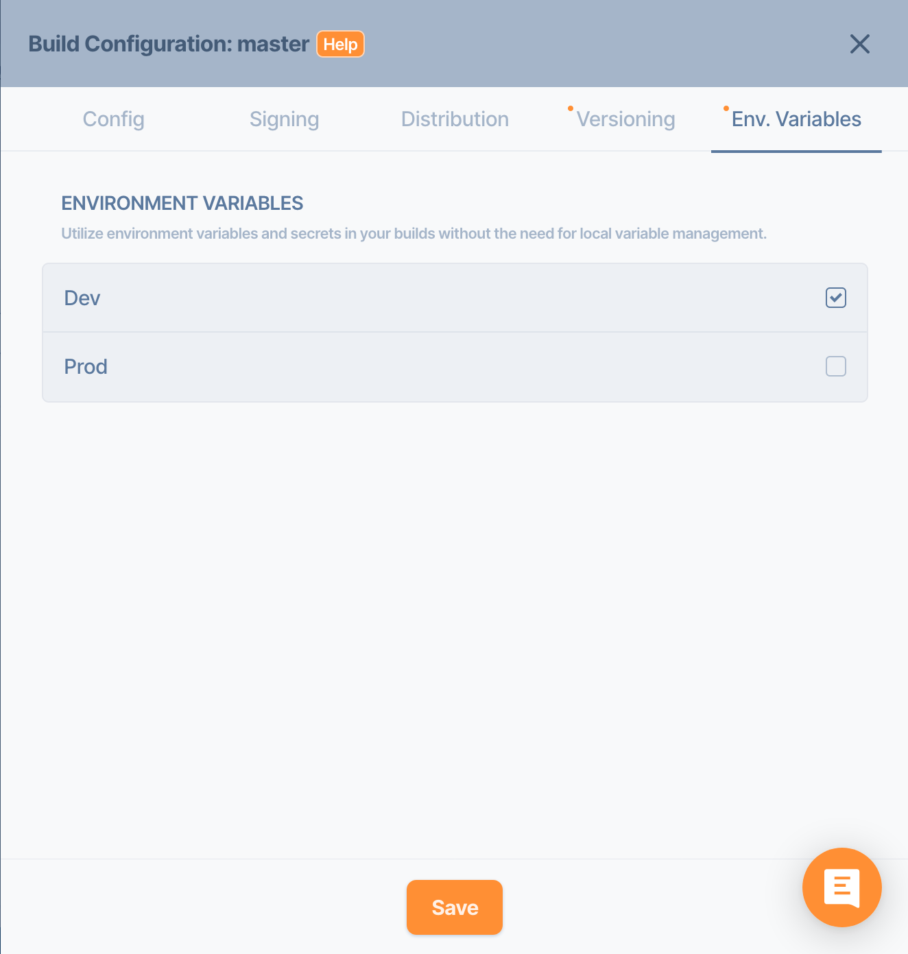 build configuration