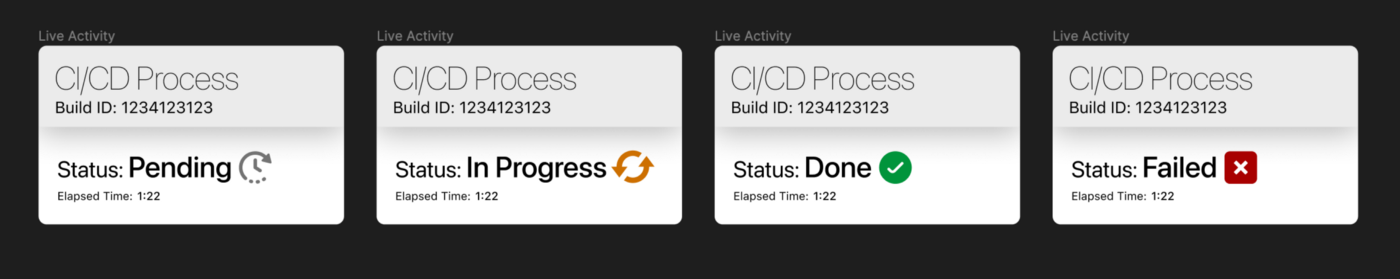Interfaces we designed for our Live Activities