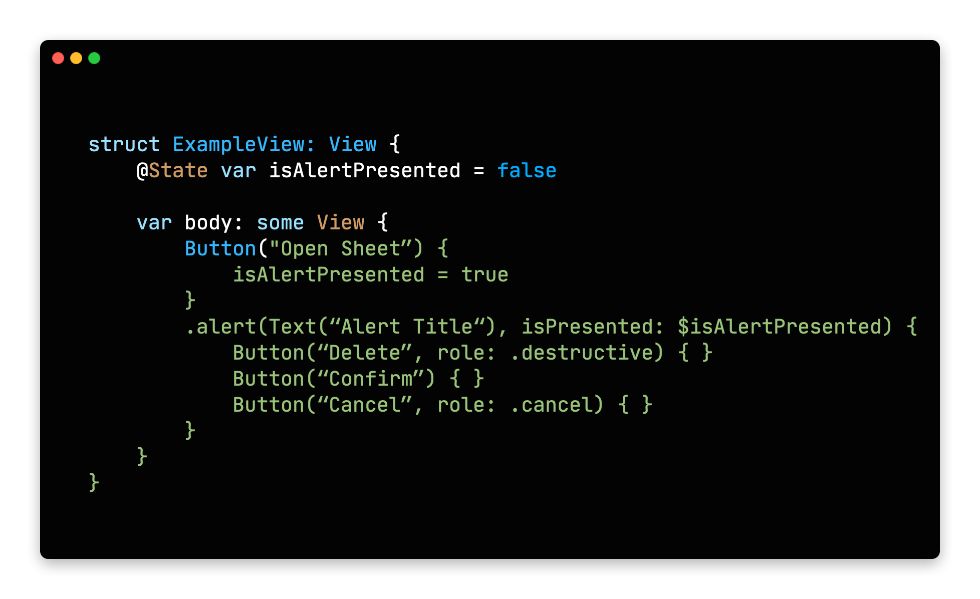 action sheet in swift ui