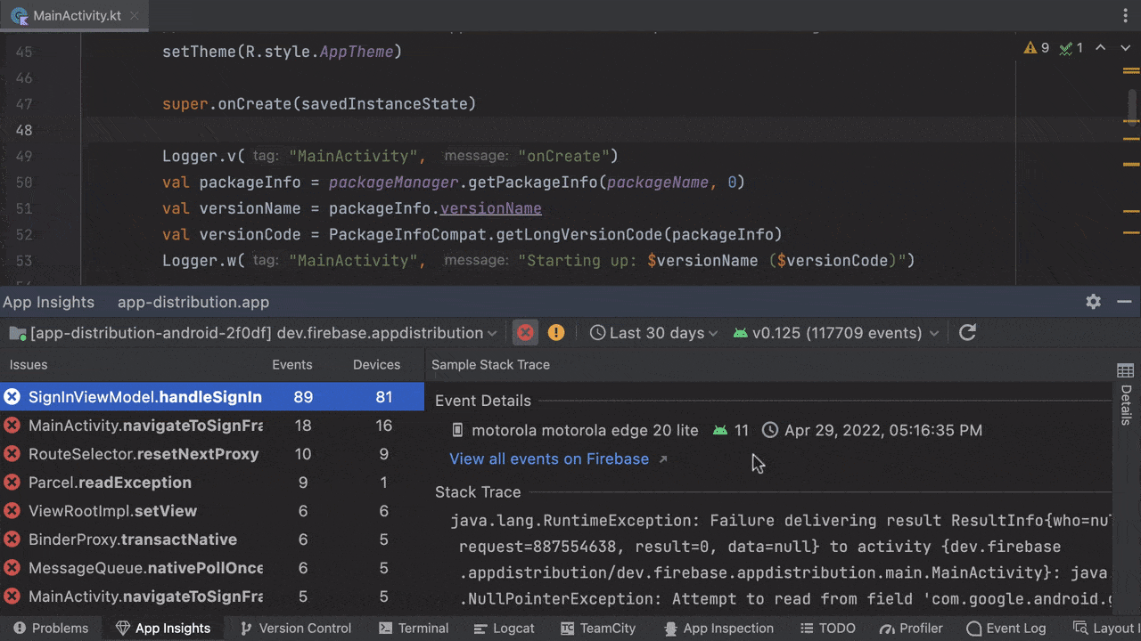 Crashlytics in Android Studio