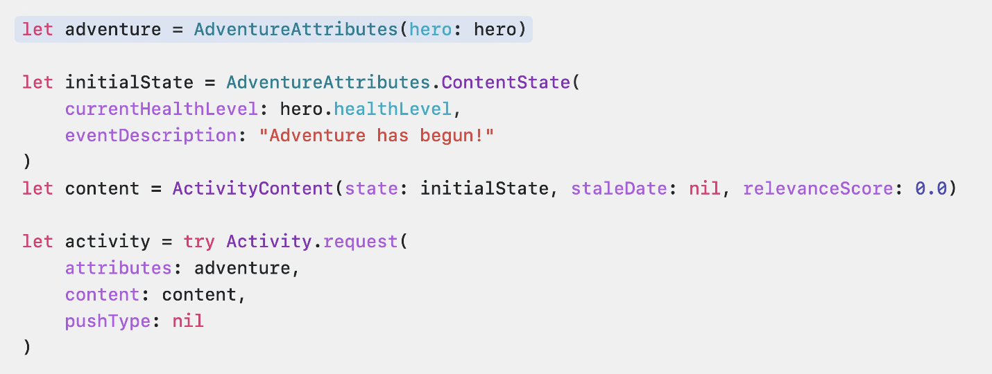 ActivityKit code example