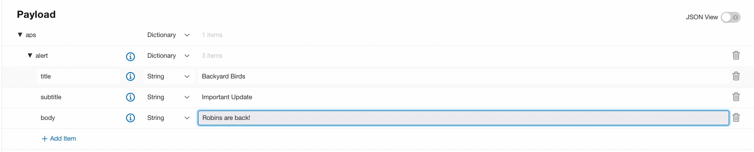 push notification console