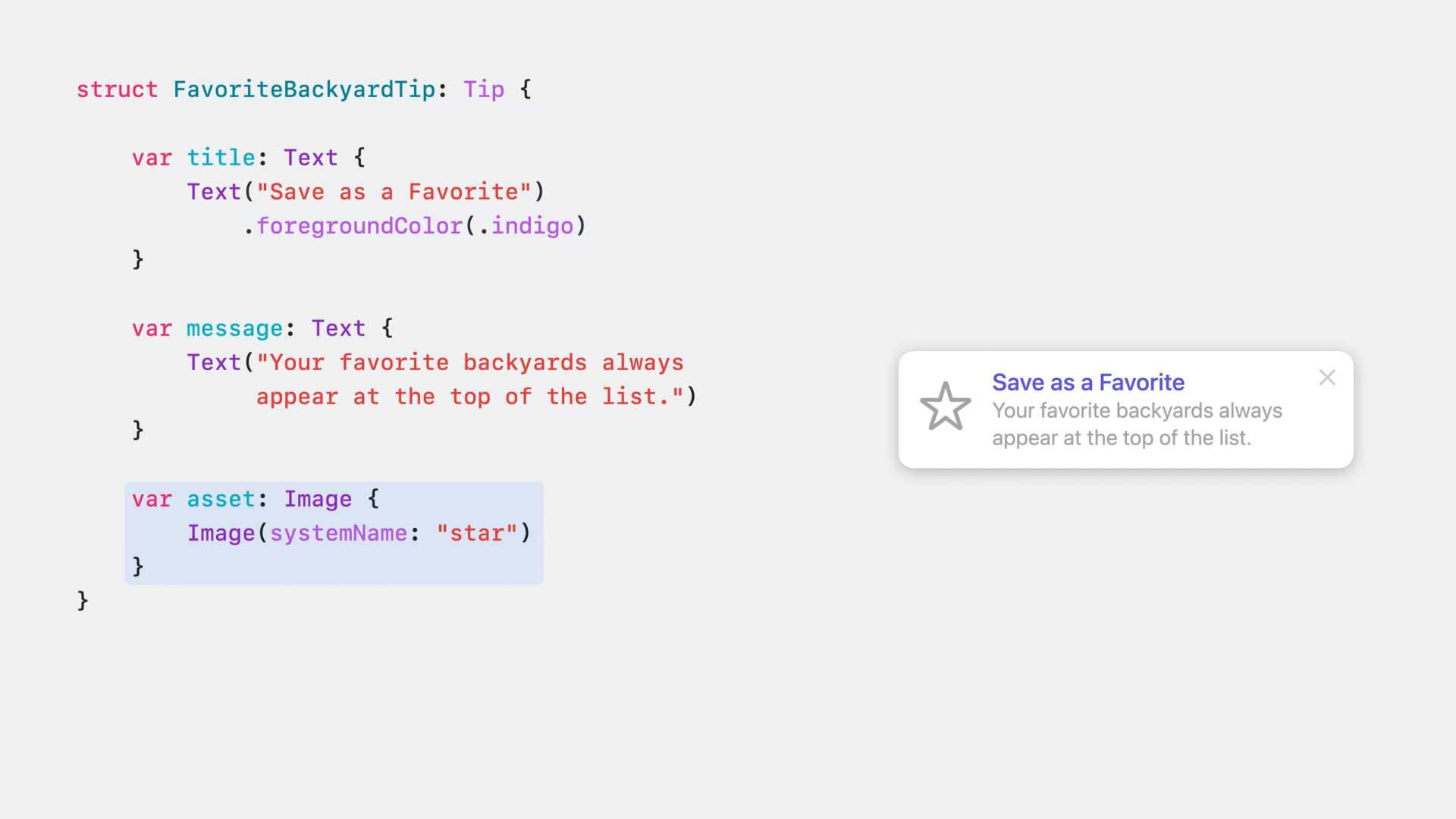 TipKit code example