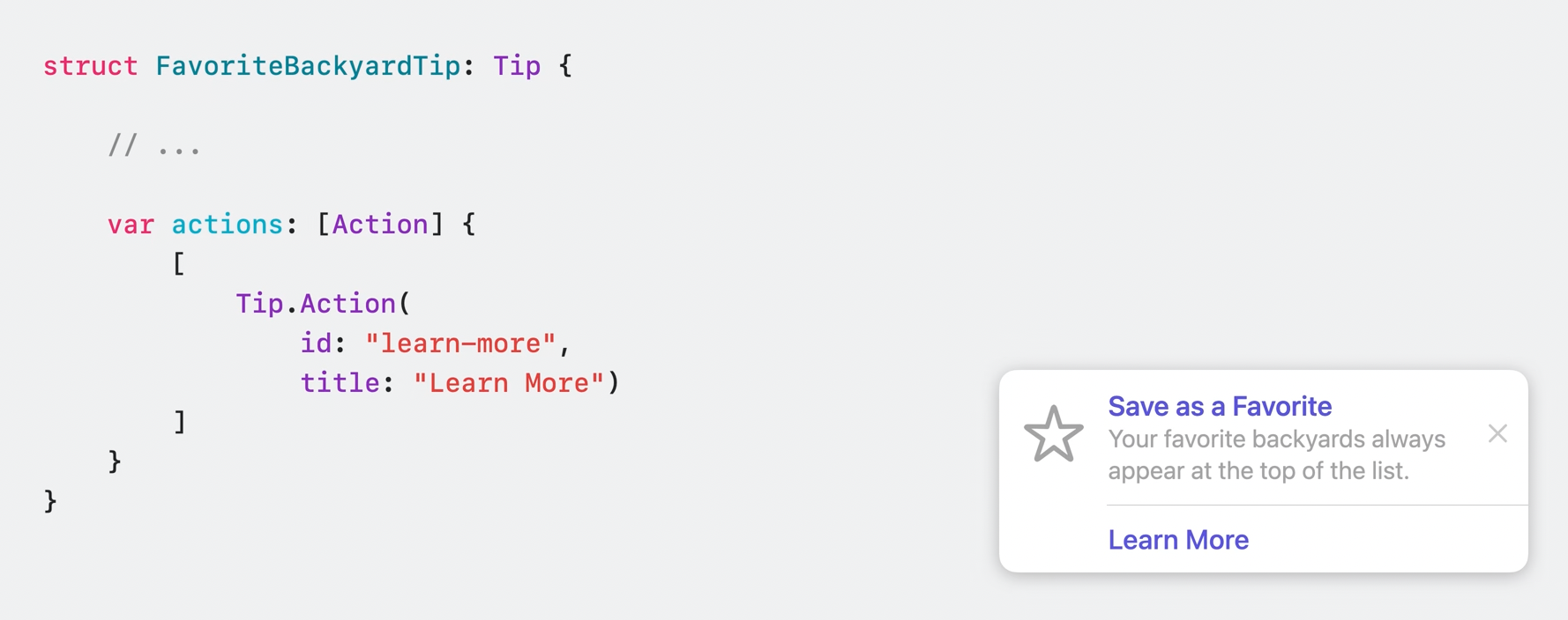 TipKit code example