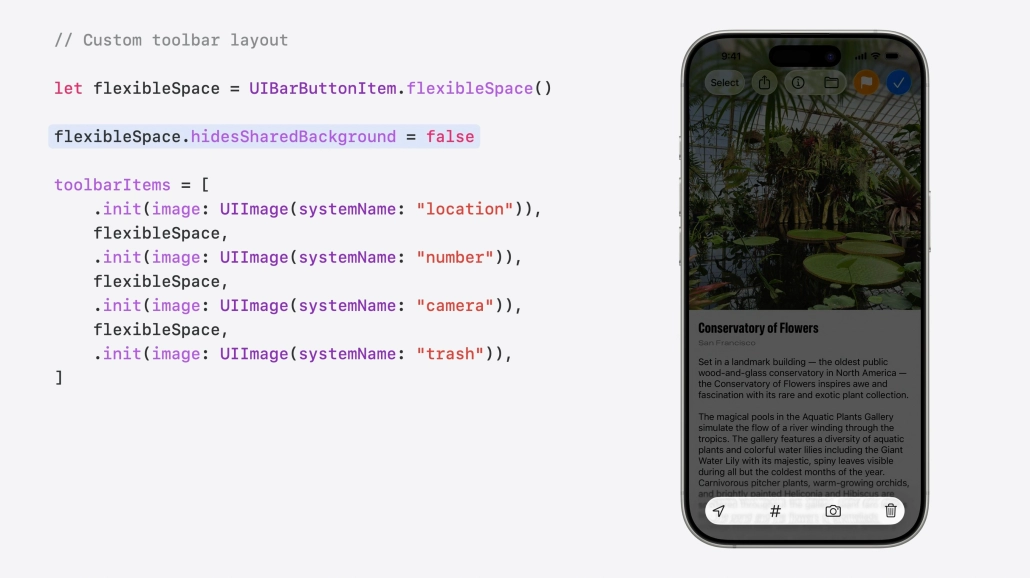 Custom ToolBar configuration