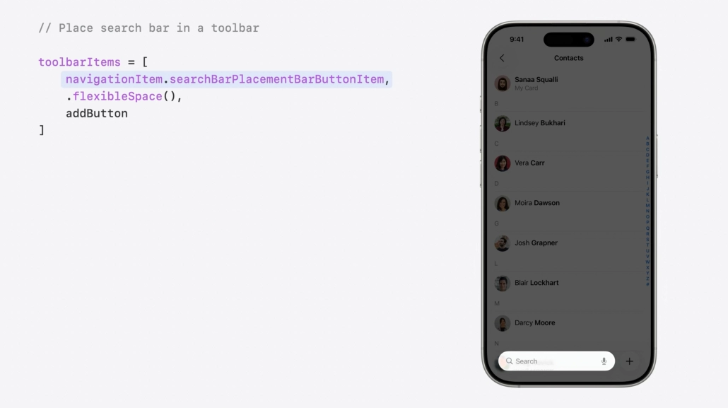 SearchBar view integrated into ToolBar