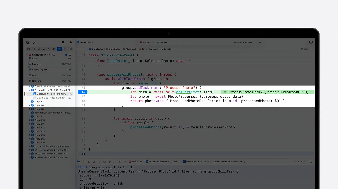 Swift programming with breakpoint