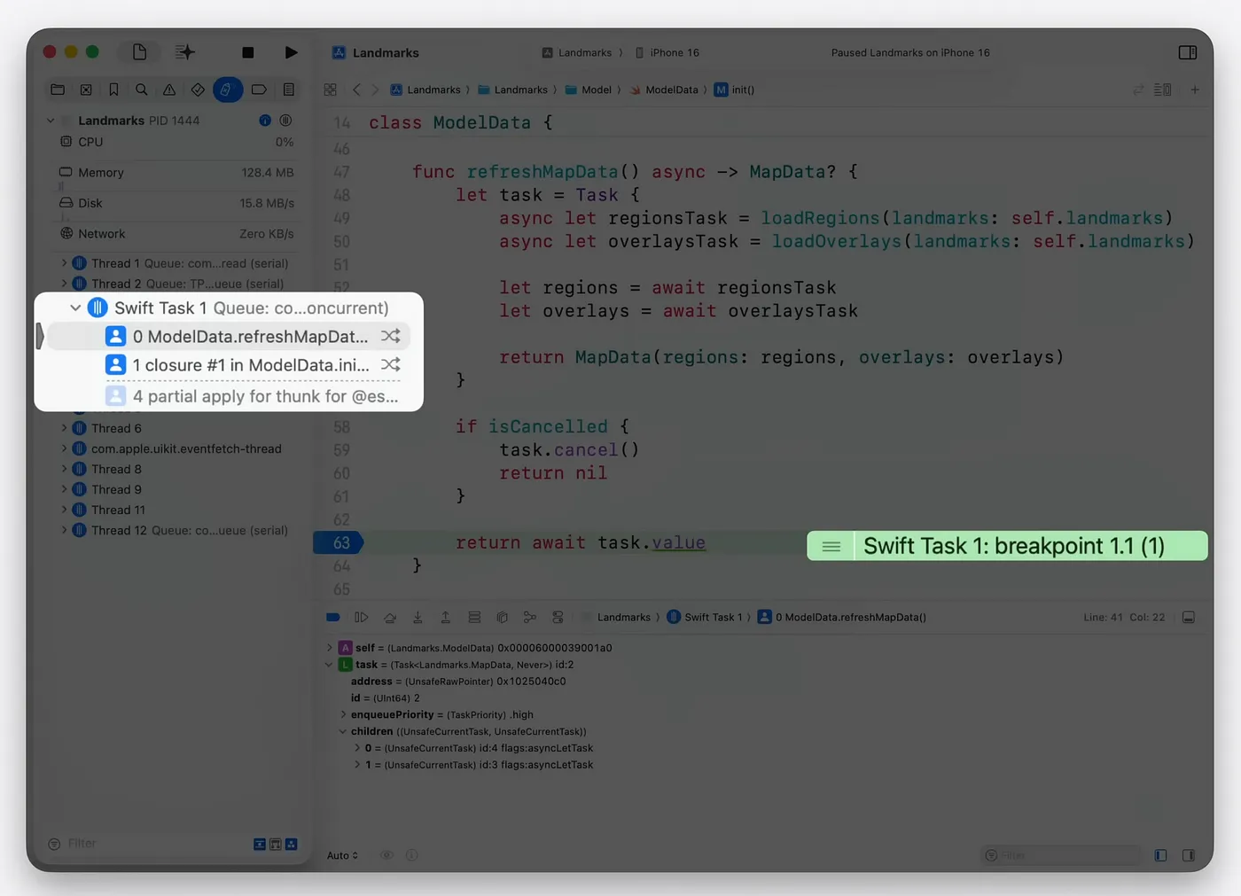 Swift Task and Program Counter