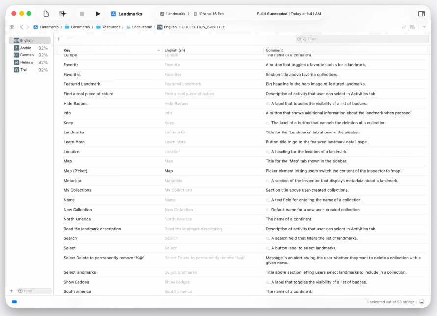 String Catalogs auto-generating context comments