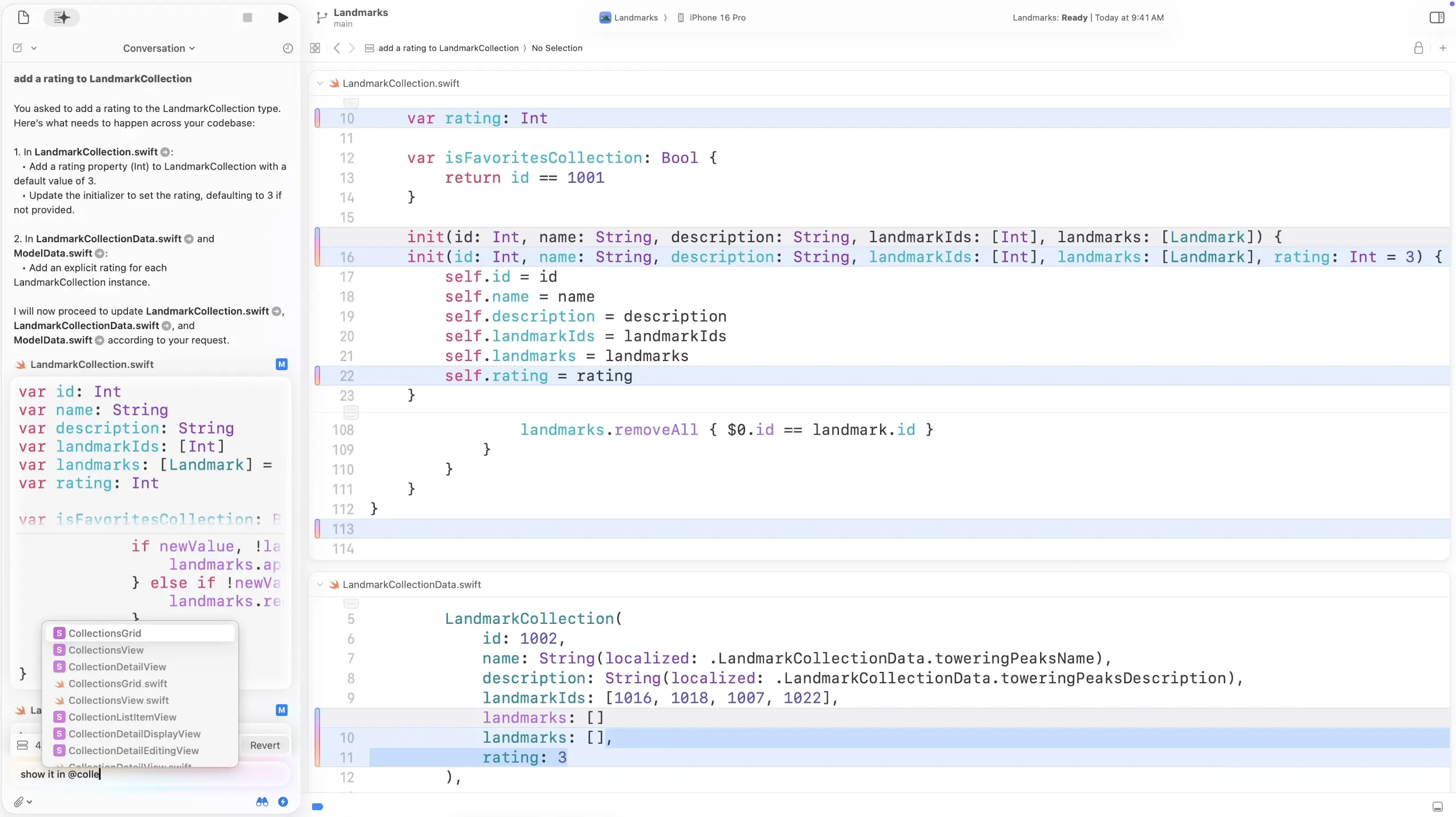 Code changes visualization feature