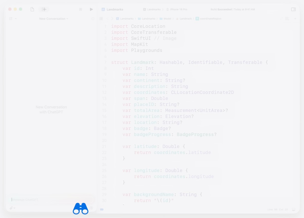 Project context toggle controls in Xcode 26