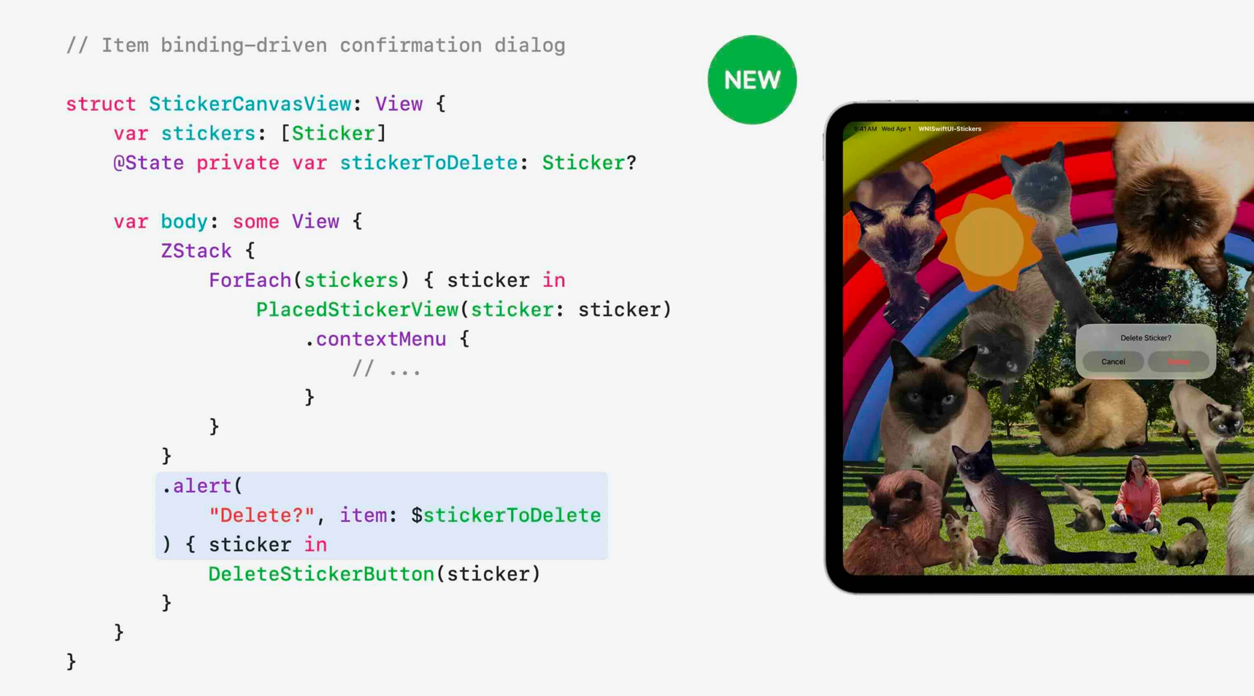Item-Based Alerts and Dialogs